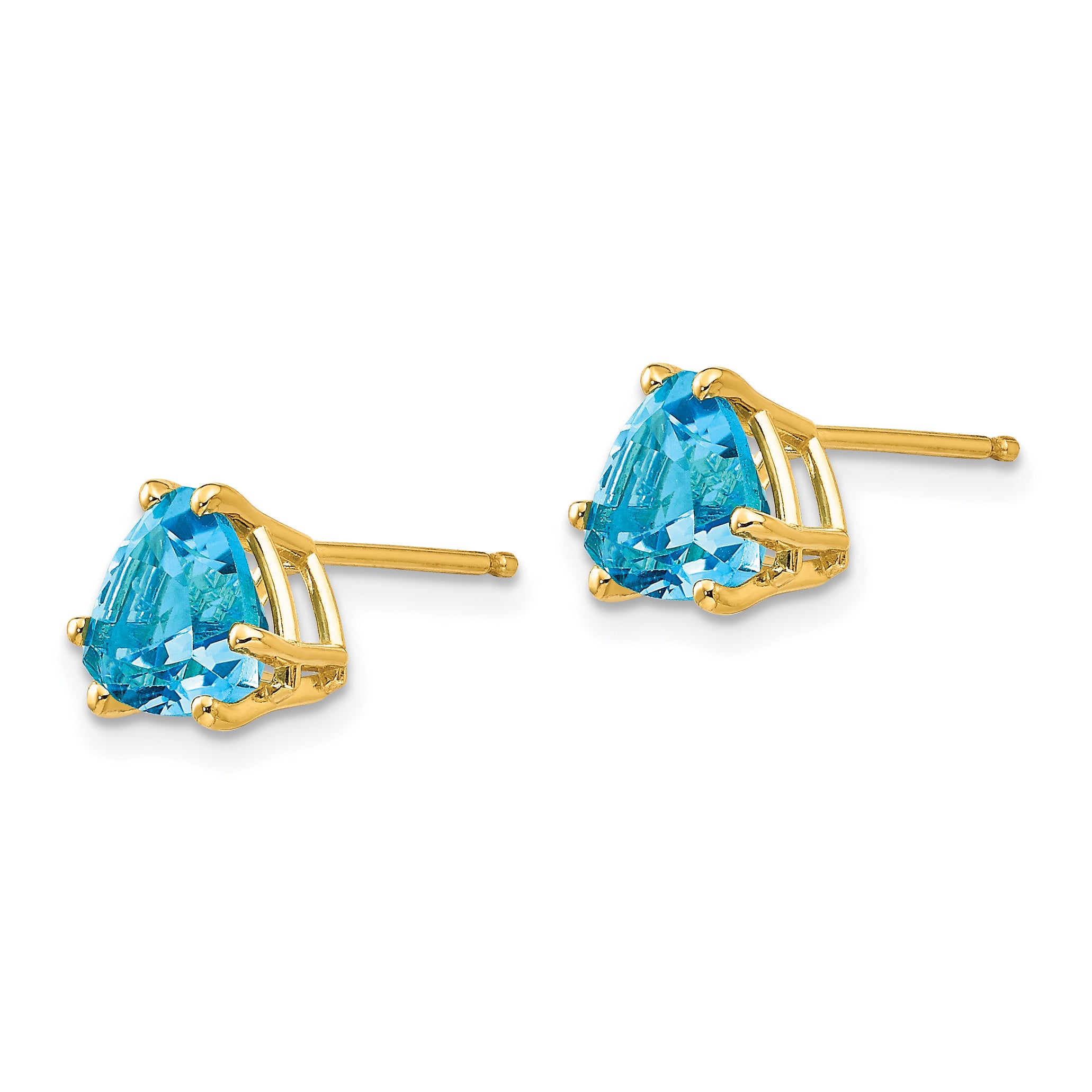 14k 7mm Trillion Blue Topaz Earrings Secondary image