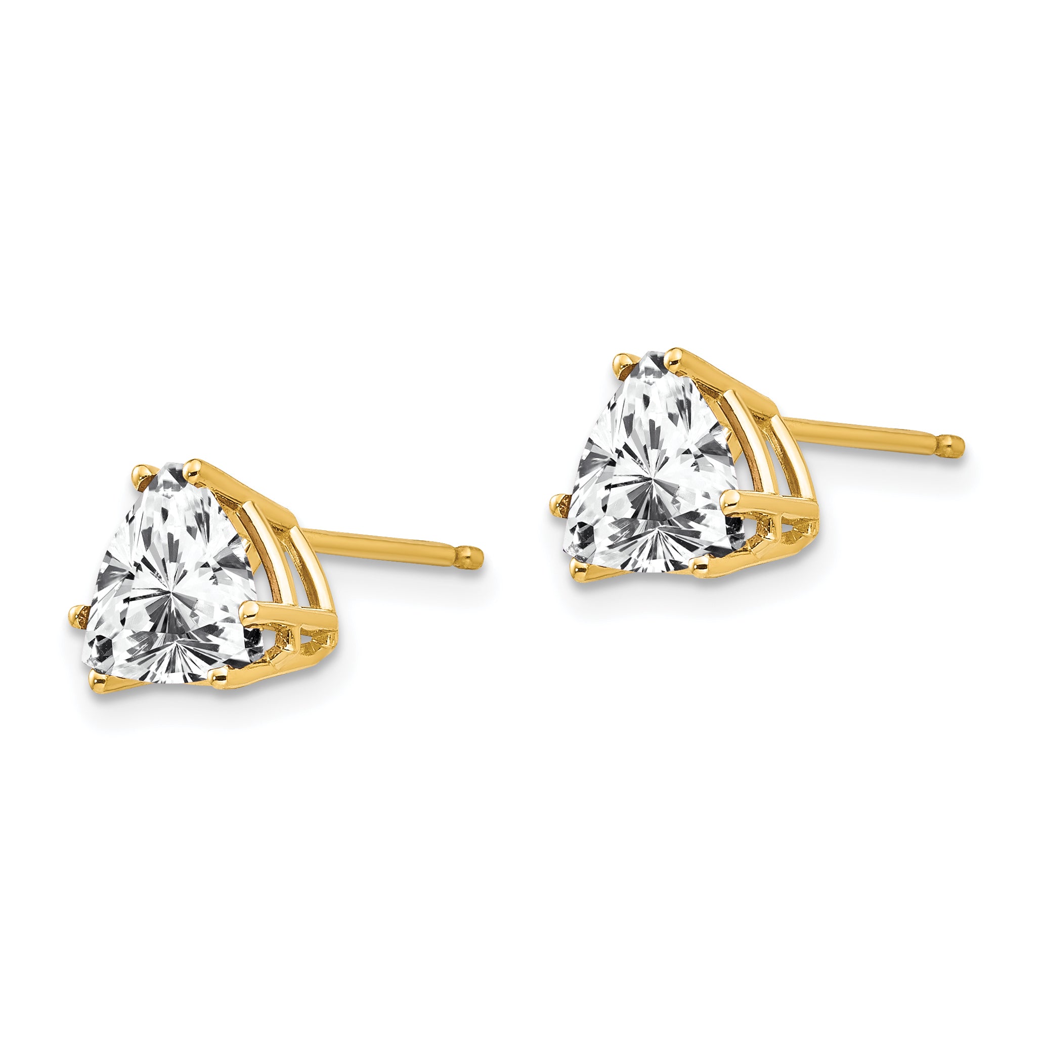 14k 7mm Trillion Cubic Zirconia Earrings Secondary image