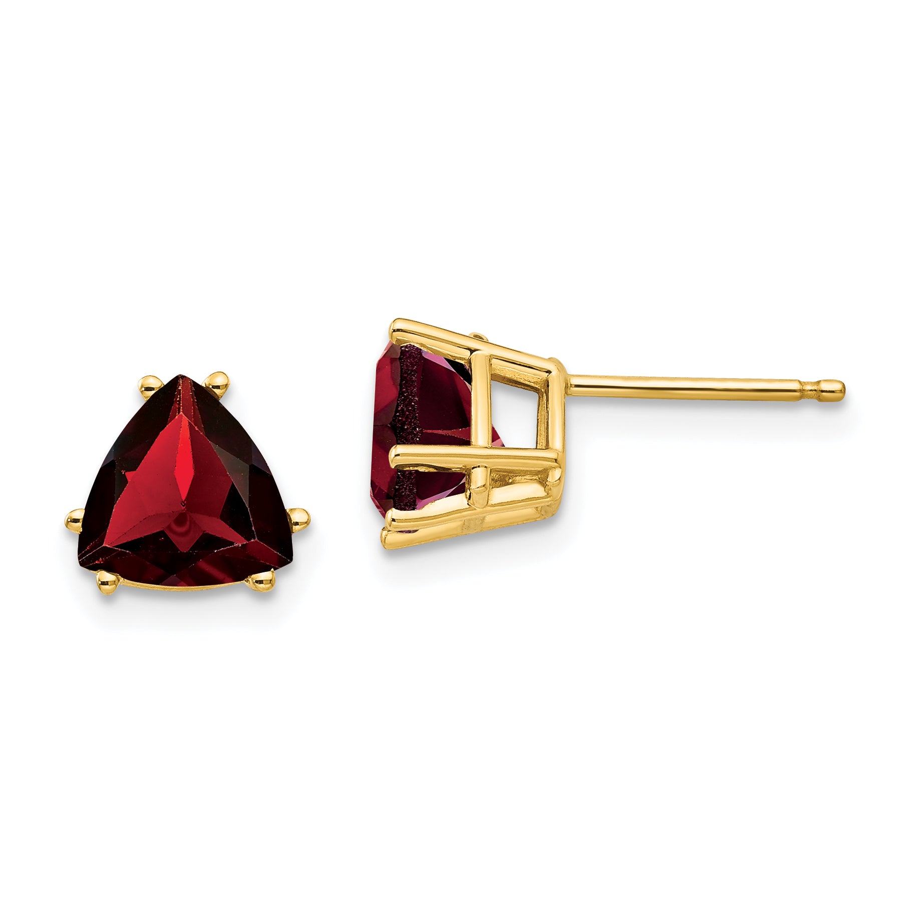 14k 7mm Trillion Garnet Earrings Main image