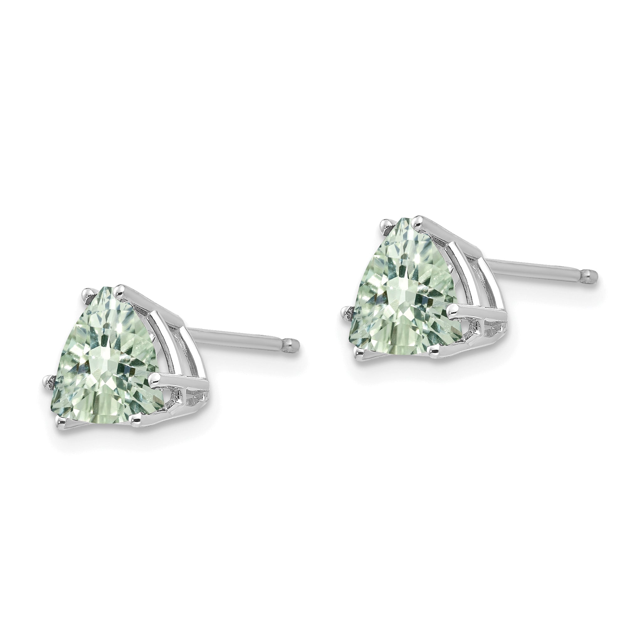 14kw 7mm Trillion Checker-Cut Green Quartz Earrings Secondary image
