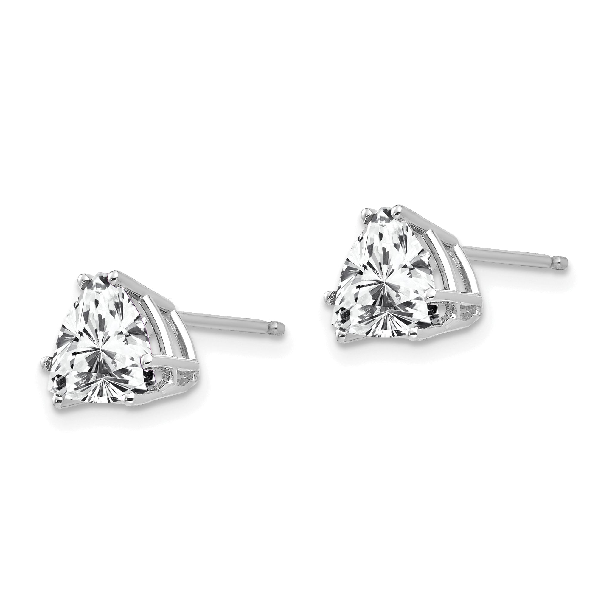 14k White Gold Cubic Zirconia Trillion Stud Earrings Secondary image