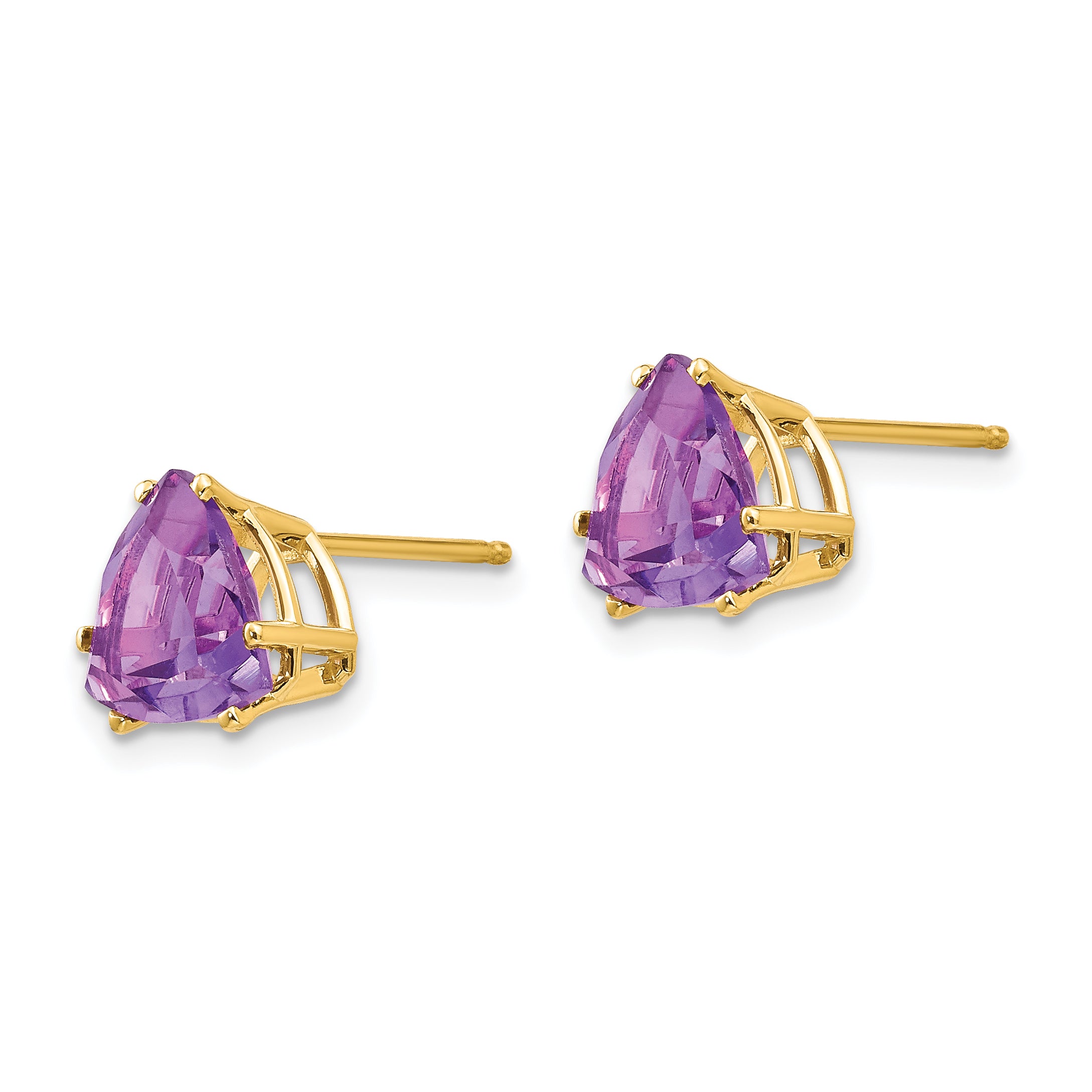 14k 8mm Trillion Amethyst Earrings Secondary image