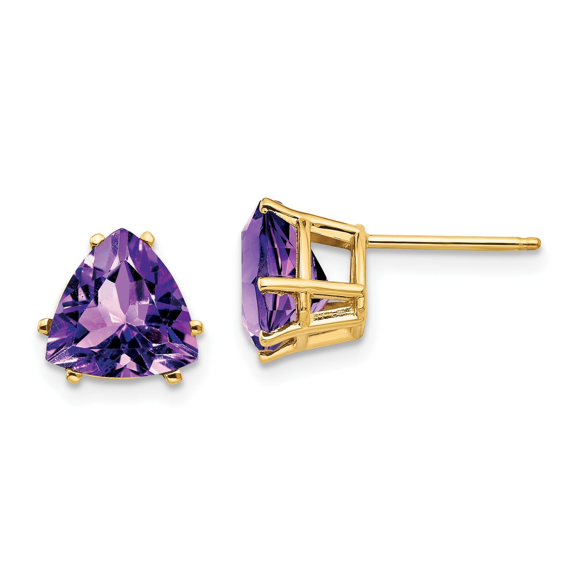 14k 8mm Trillion Amethyst Earrings Main image