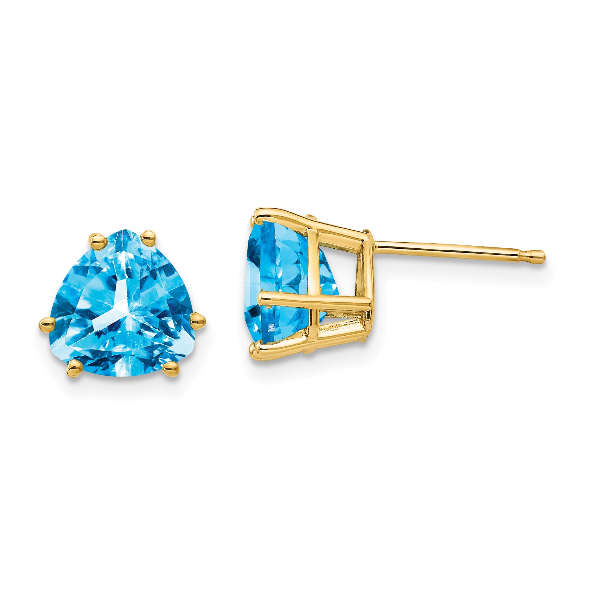 14k 8mm Trillion Blue Topaz Earrings Main image