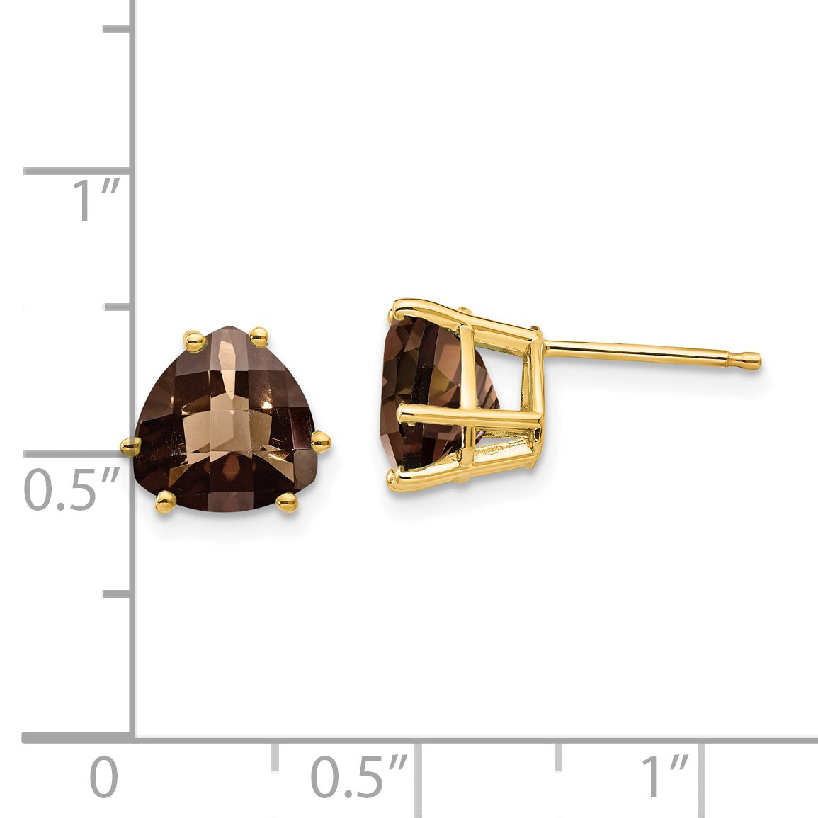 14k 8mm Trillion Checker-Cut Smoky Quartz Earrings Secondary image