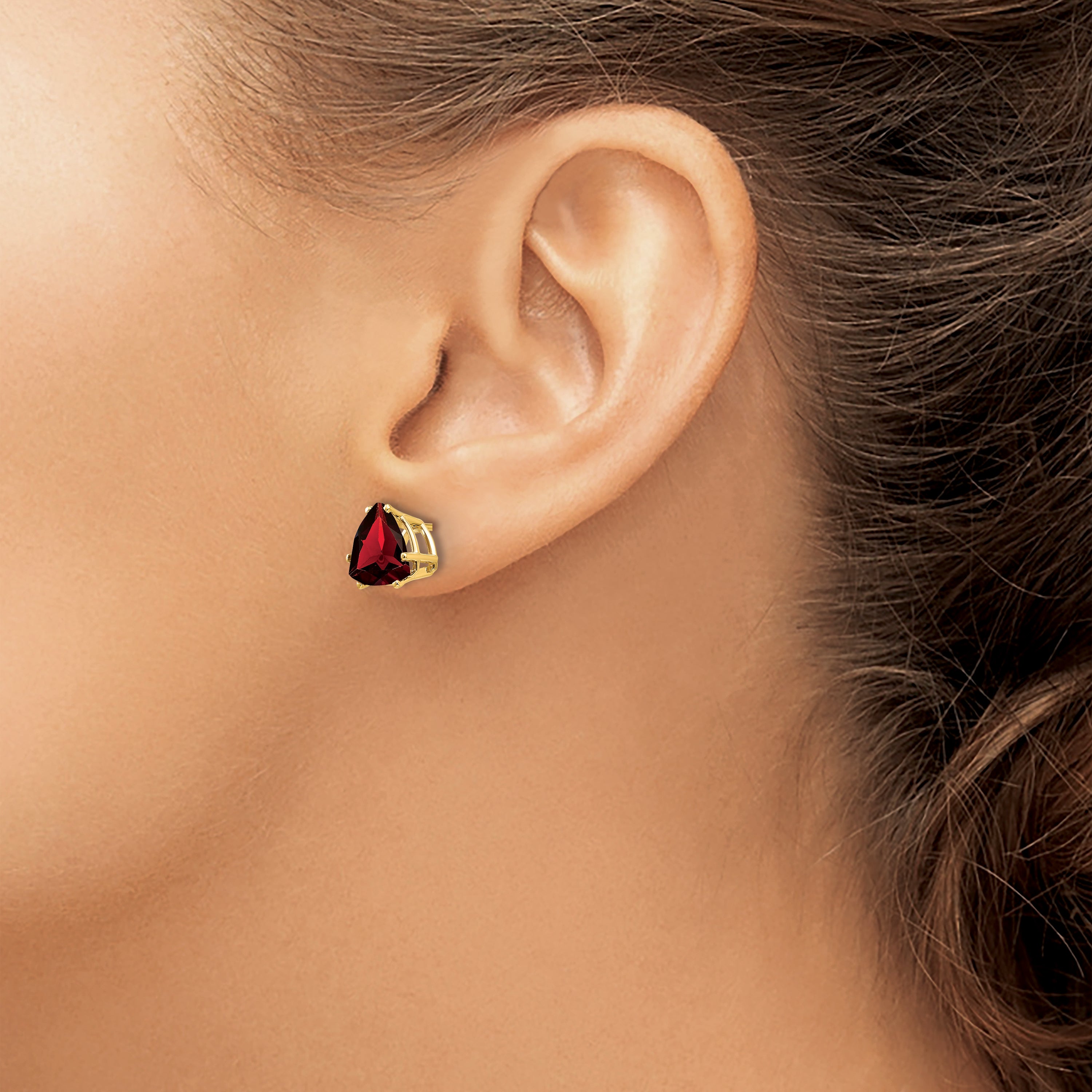 14k 8mm Garnet Post Earrings