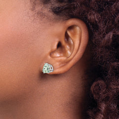 14kw 8mm Trillion Checker-Cut Green Quartz Earrings