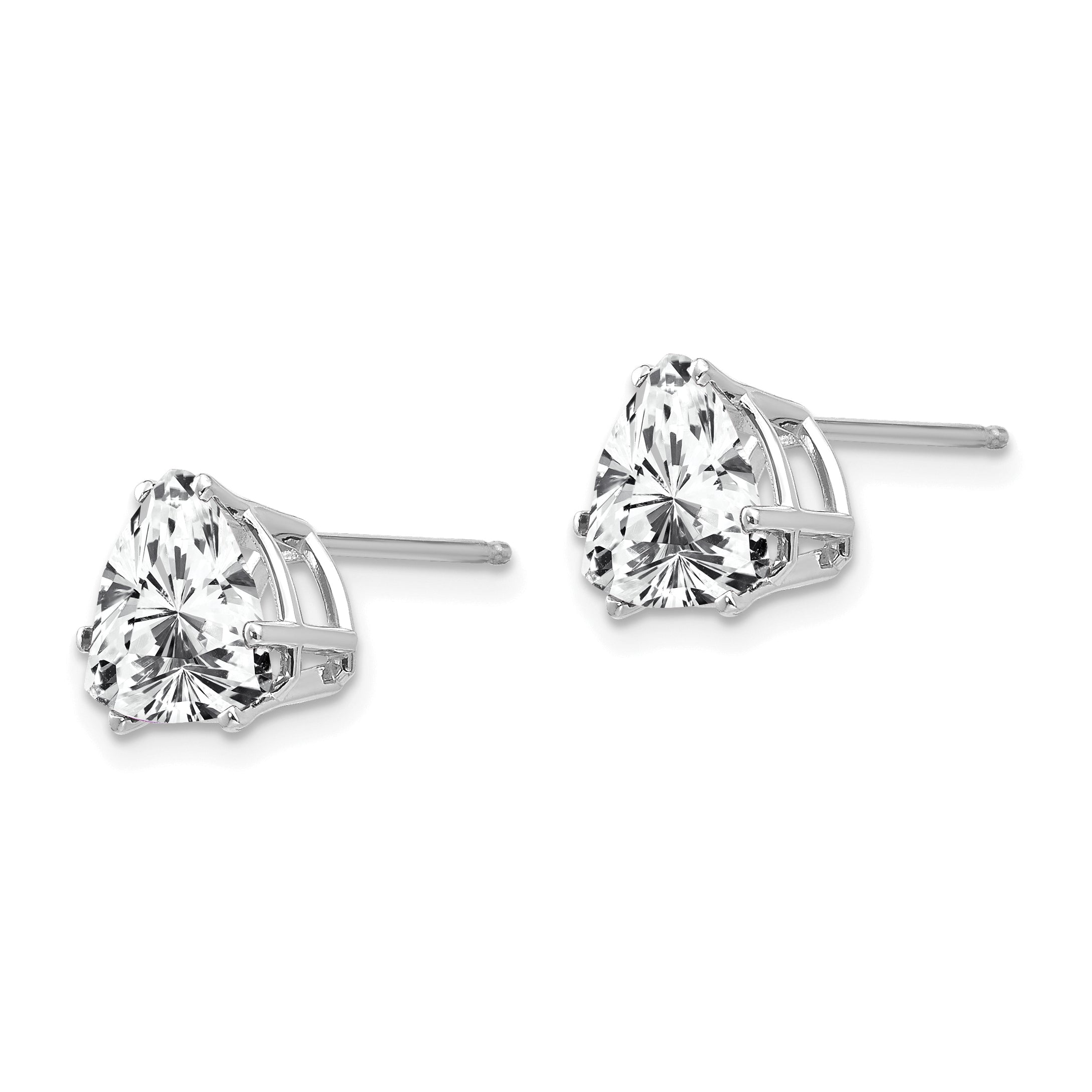 14k White Gold 8mm Trillion Cubic Zirconia Earrings Secondary image