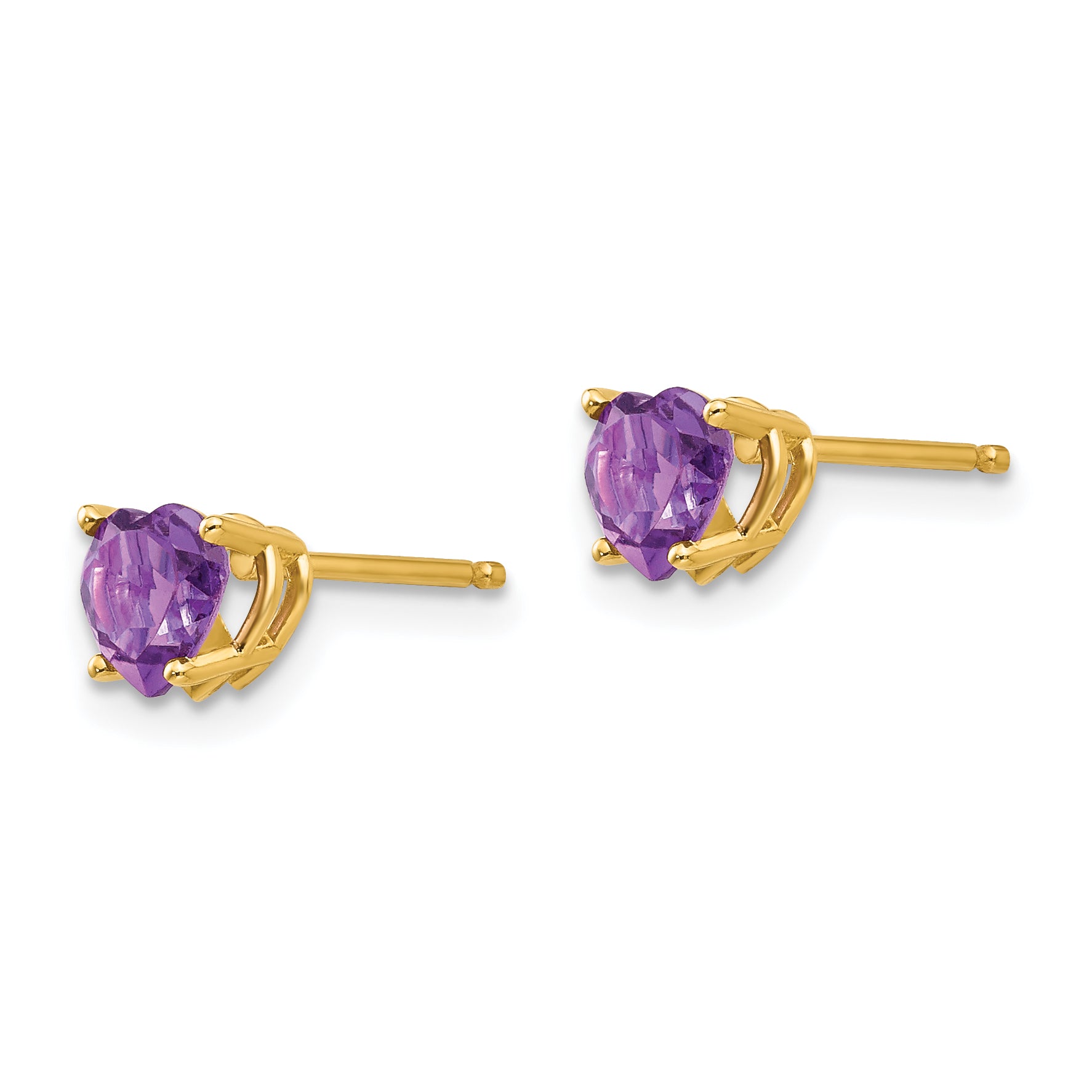 14k 5mm Heart Amethyst Earrings Secondary image