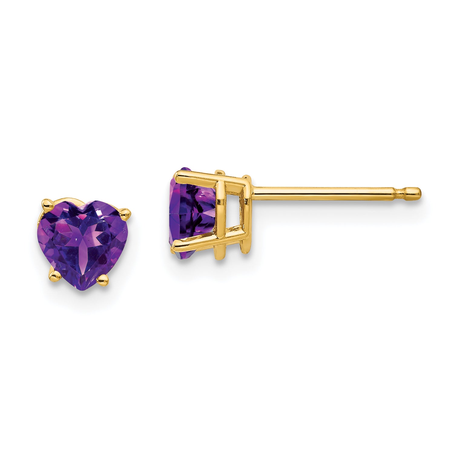 14k 5mm Heart Amethyst Earrings Main image