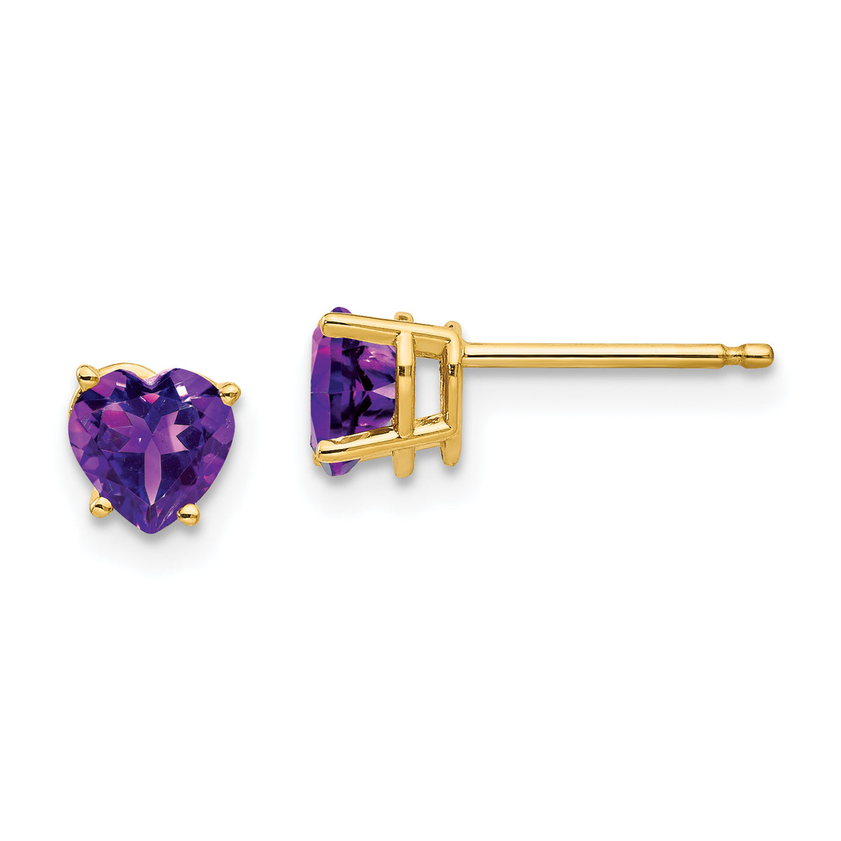 14k 5mm Heart Amethyst Earrings