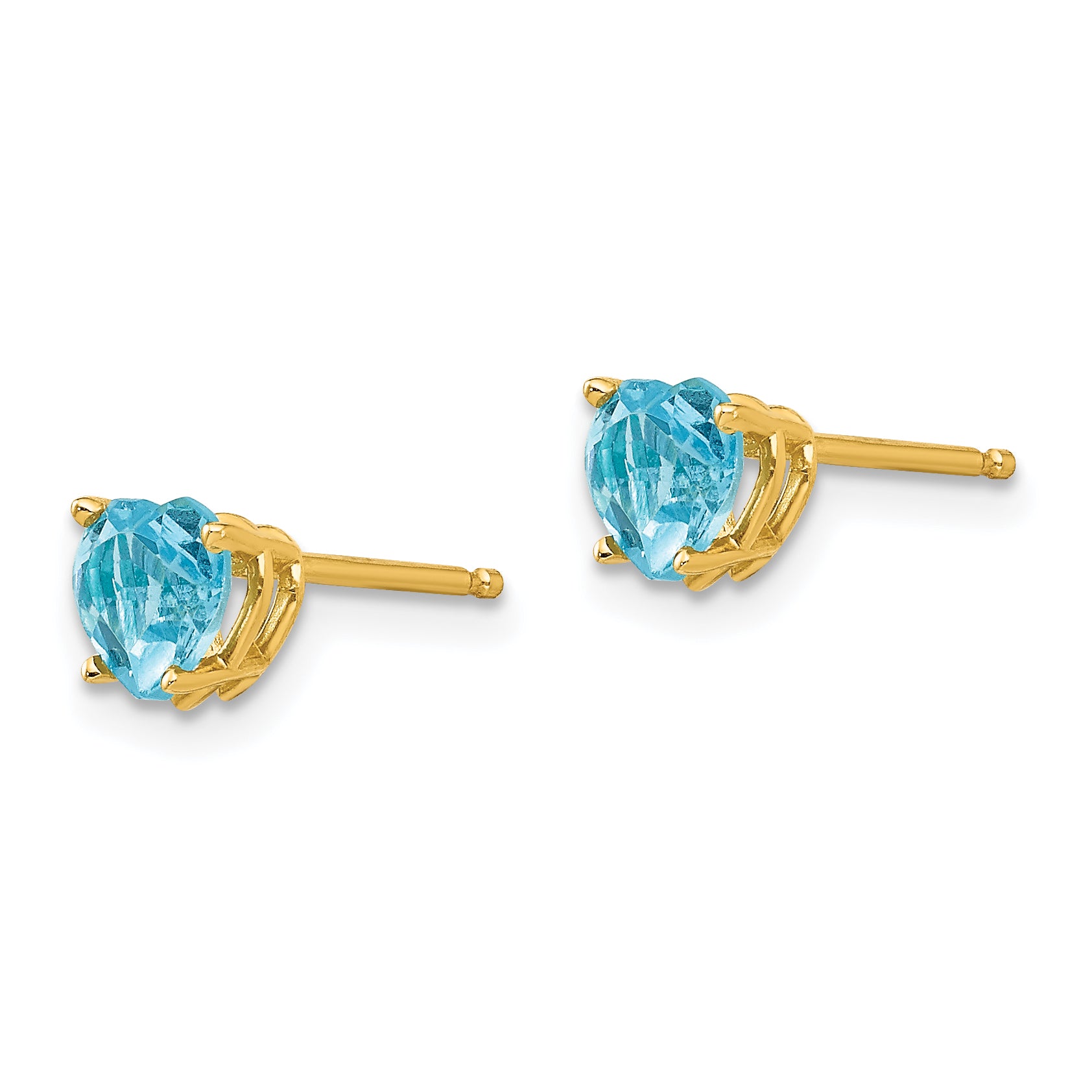 14k 5mm Heart Blue Topaz Earrings Secondary image