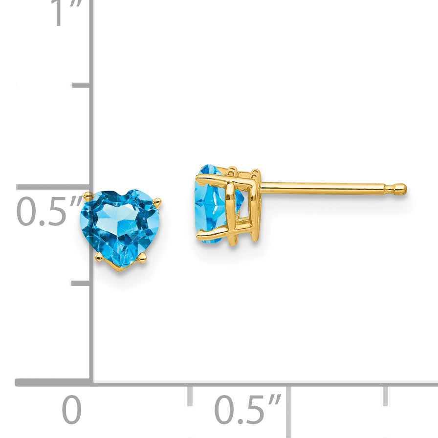 14k 5mm Heart Blue Topaz Earrings