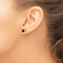 14k 5mm Heart Garnet Earrings