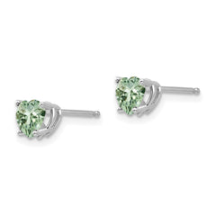14kw 5mm Heart Green Quartz Earrings
