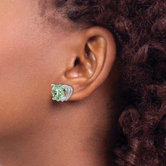 14kw 5mm Heart Green Quartz Earrings