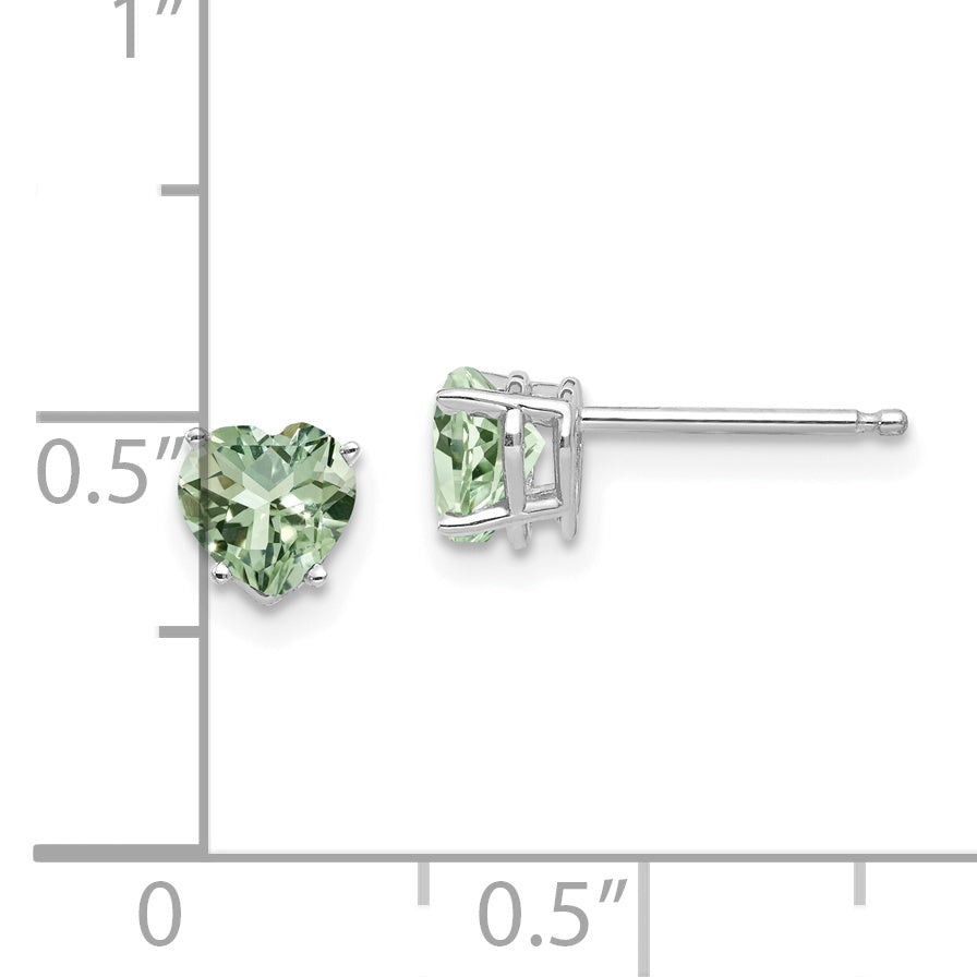 14kw 5mm Heart Green Quartz Earrings