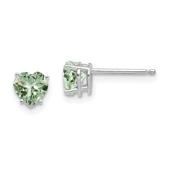 14kw 5mm Heart Green Quartz Earrings