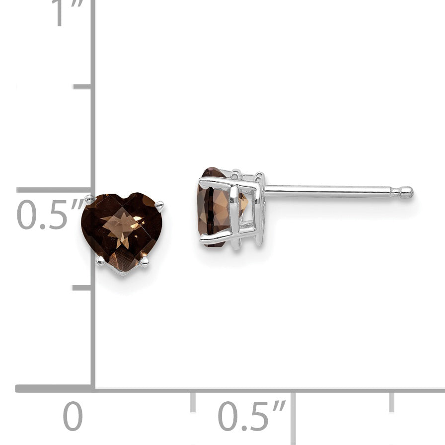 14kw 5mm Heart Checker-Cut Smoky Quartz Earrings Secondary image