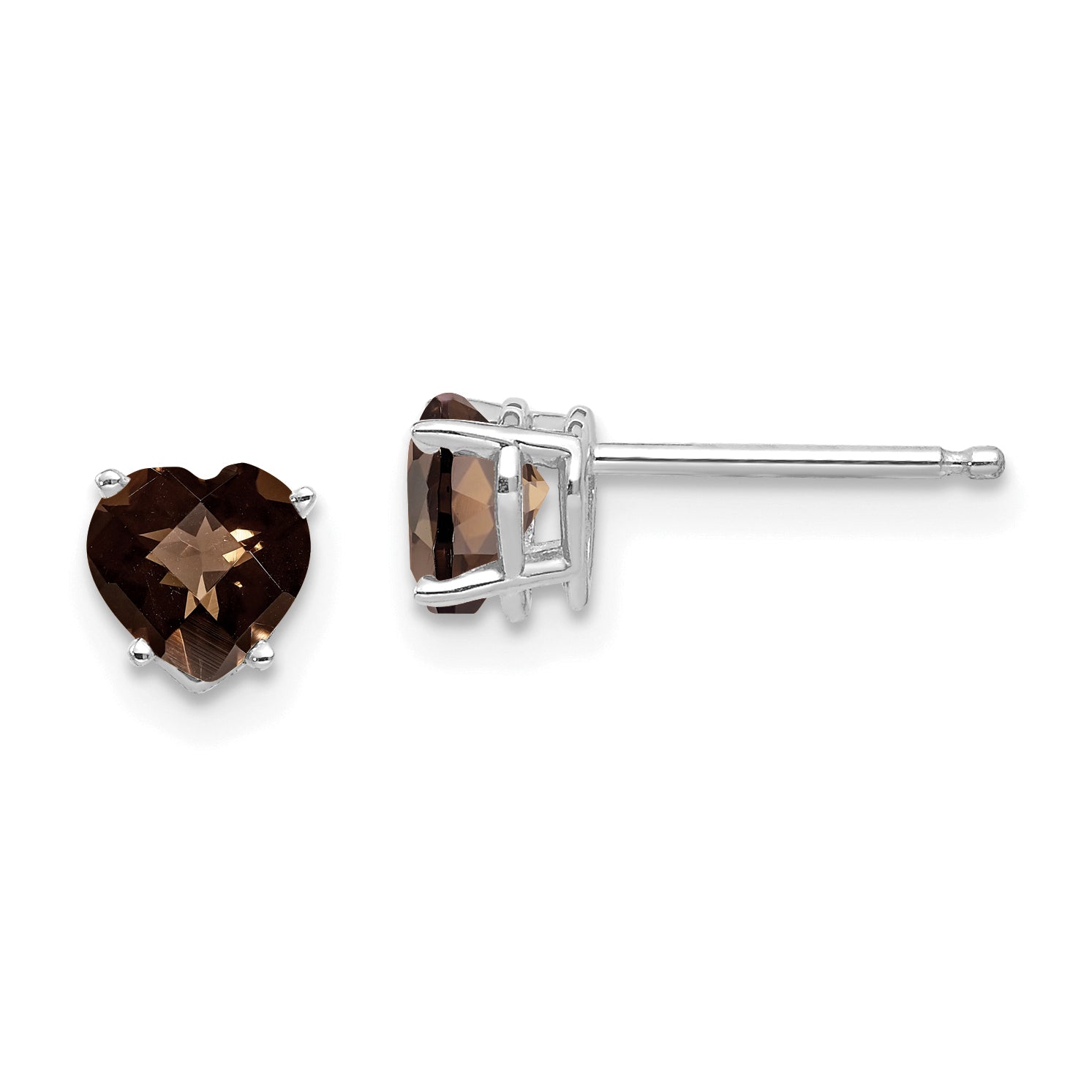 14kw 5mm Heart Checker-Cut Smoky Quartz Earrings Main image