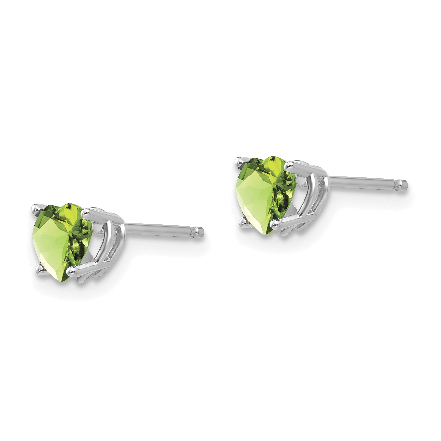 14k White Gold 5mm Heart Peridot Earrings Secondary image