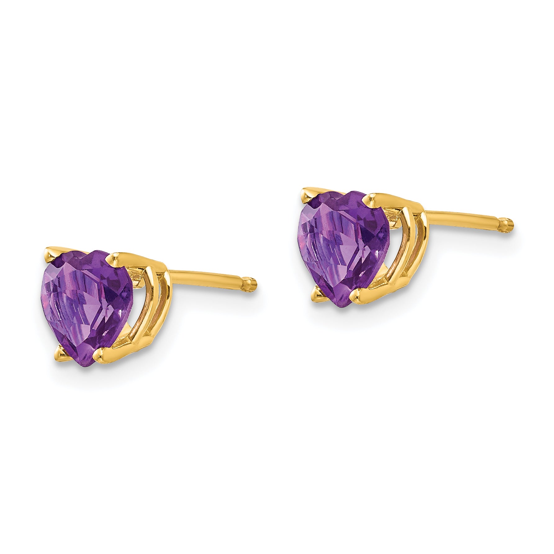 14k 6mm Heart Amethyst Earrings Secondary image