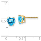 14k 6mm Heart Blue Topaz Earrings