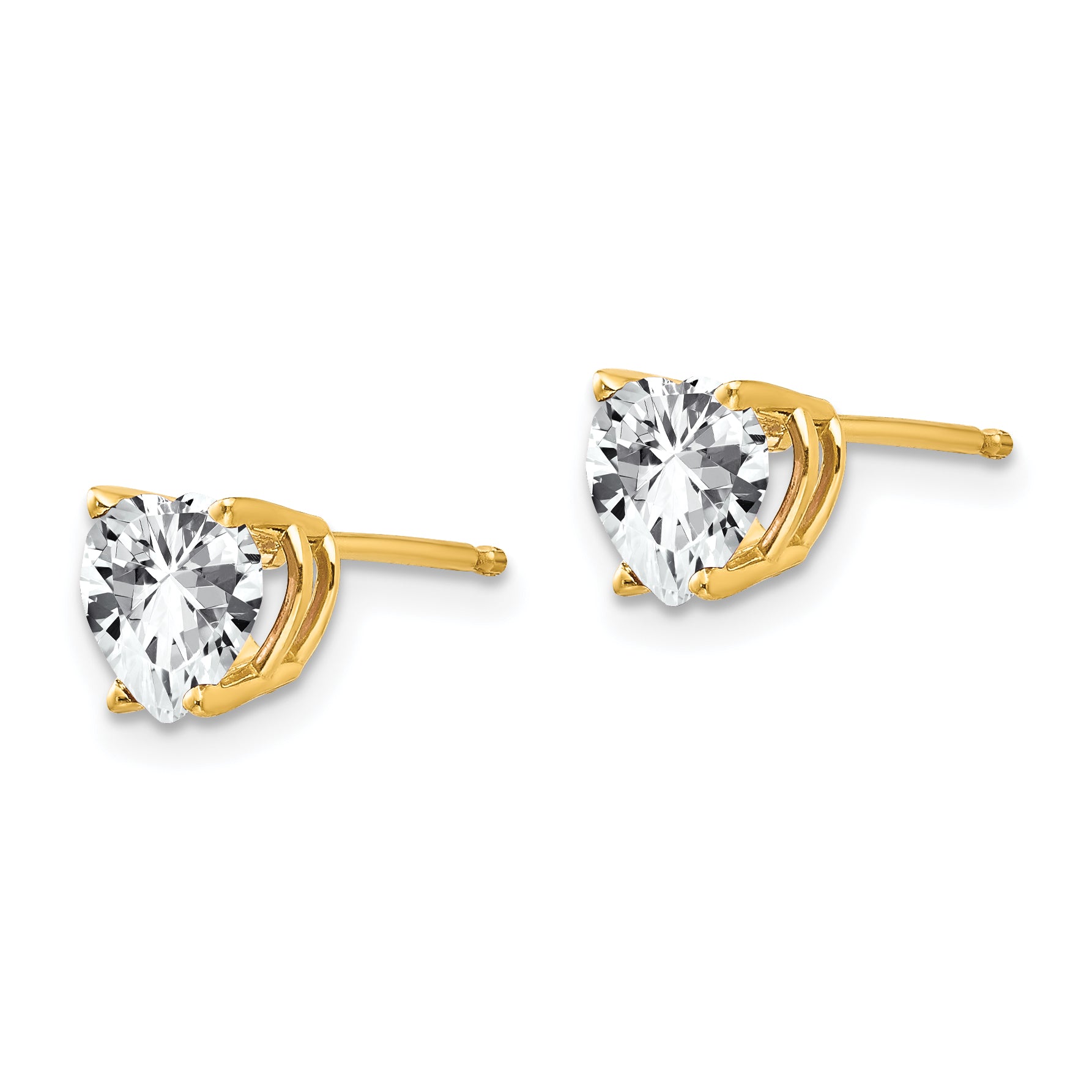 14k 6mm Heart Cubic Zirconia Earrings Secondary image