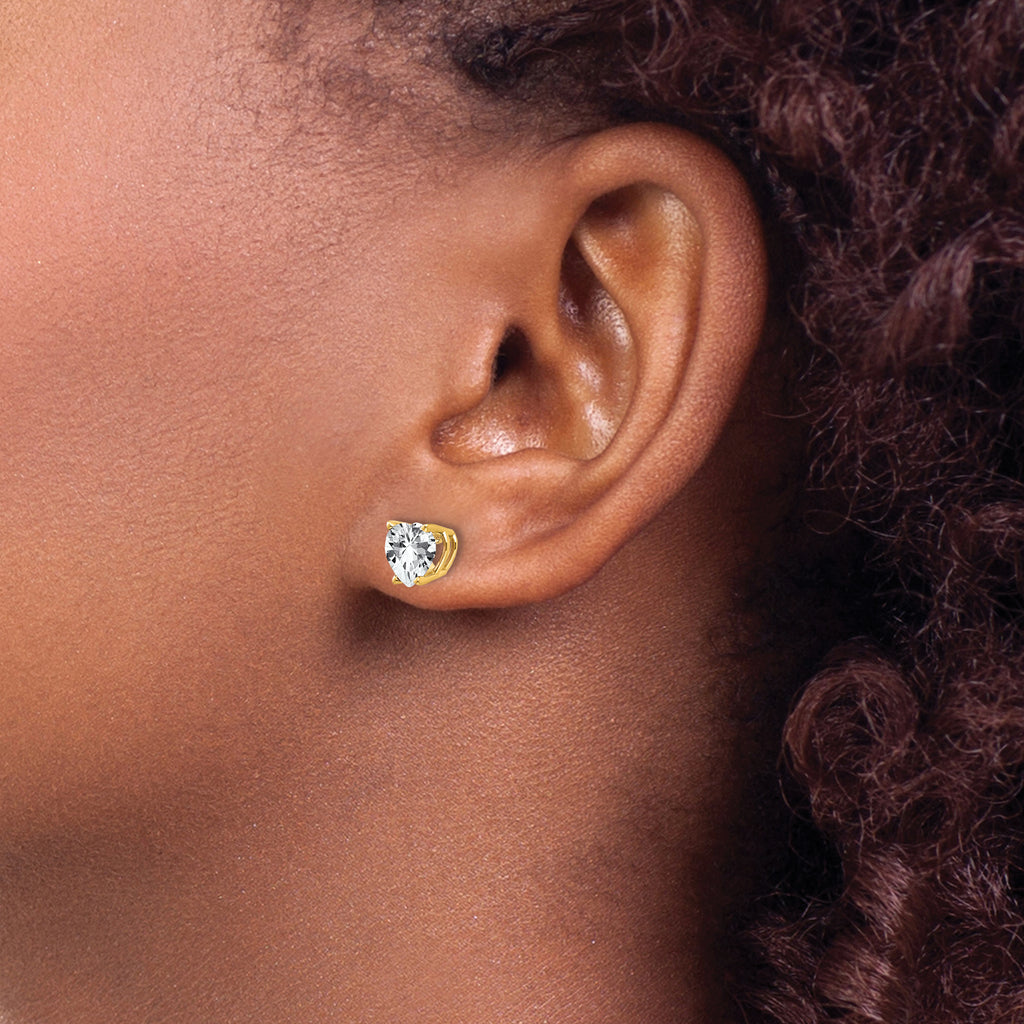 14k 6mm Heart Cubic Zirconia Earrings