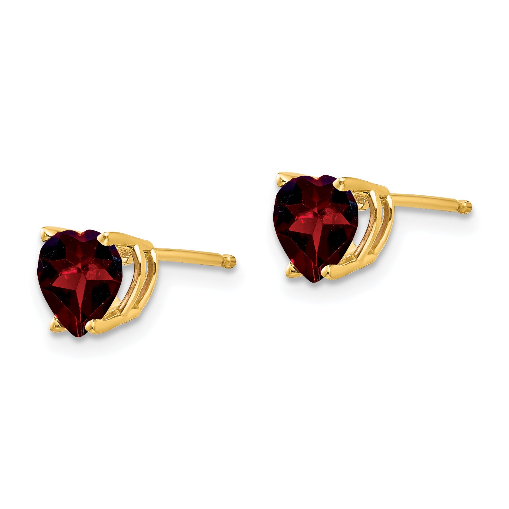 14k 6mm Heart Garnet Earrings