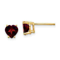 14k 6mm Heart Garnet Earrings