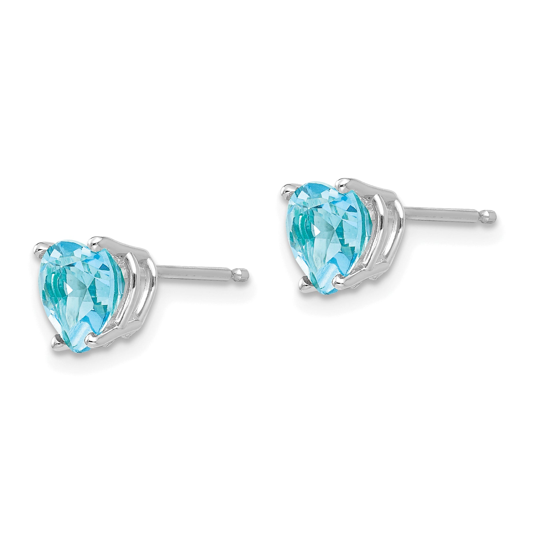 14k White Gold 6mm Heart Blue Topaz Earrings Secondary image