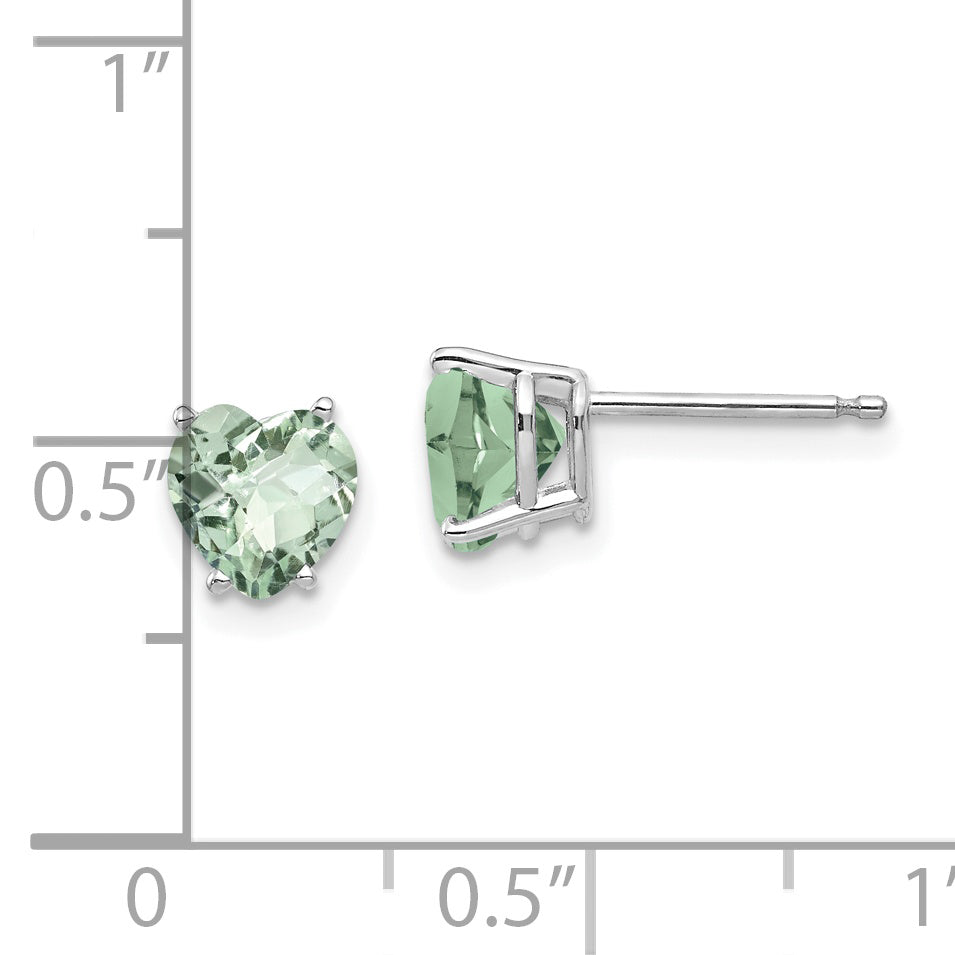 14kw 6mm Heart Checker-Cut Green Quartz Earrings Secondary image