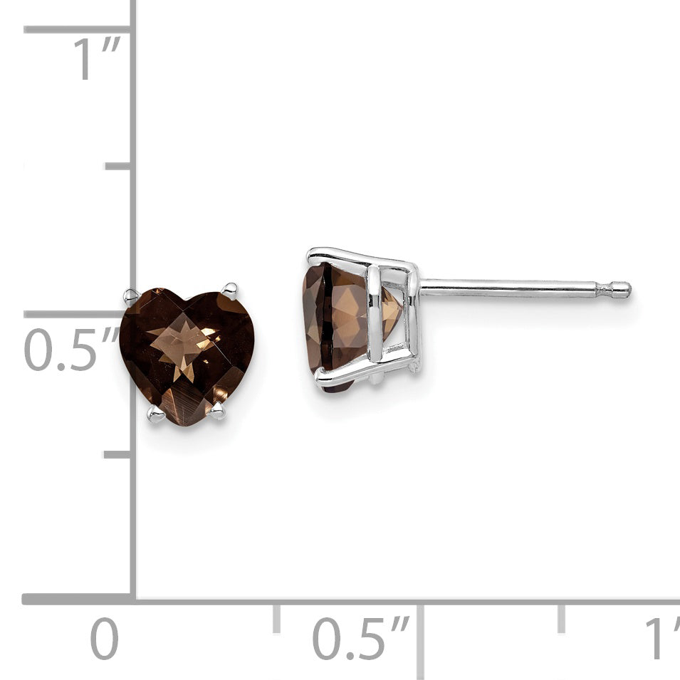 14kw 6mm Heart Checker-Cut Smoky Quartz Earrings Secondary image