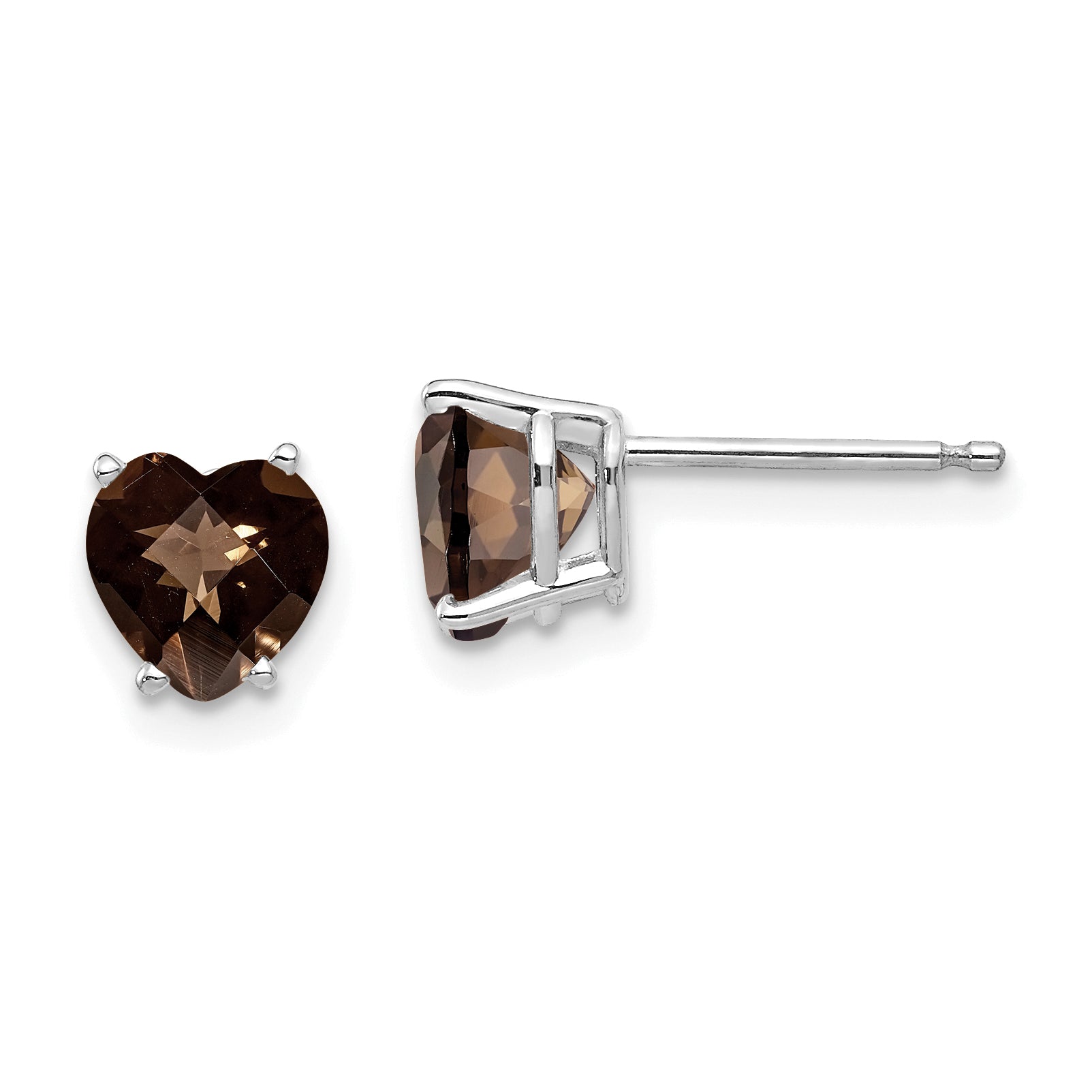 14kw 6mm Heart Checker-Cut Smoky Quartz Earrings Main image