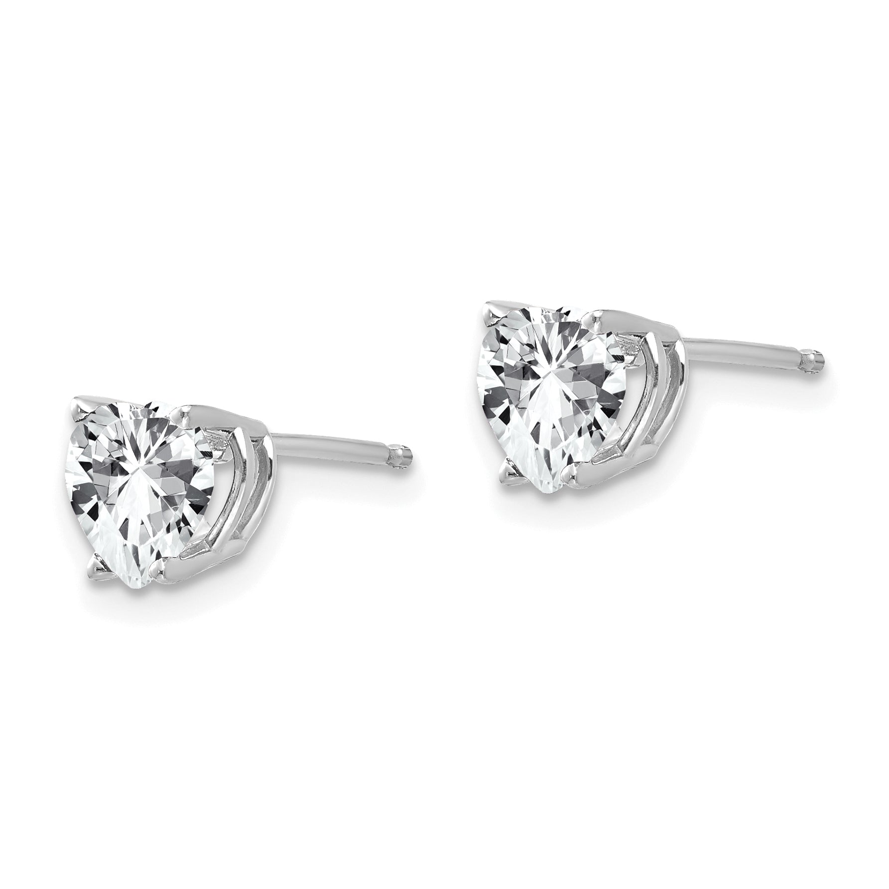 14k White Gold 6mm Heart Cubic Zirconia Earrings Secondary image