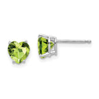 14k White Gold 6mm Heart Peridot Earrings