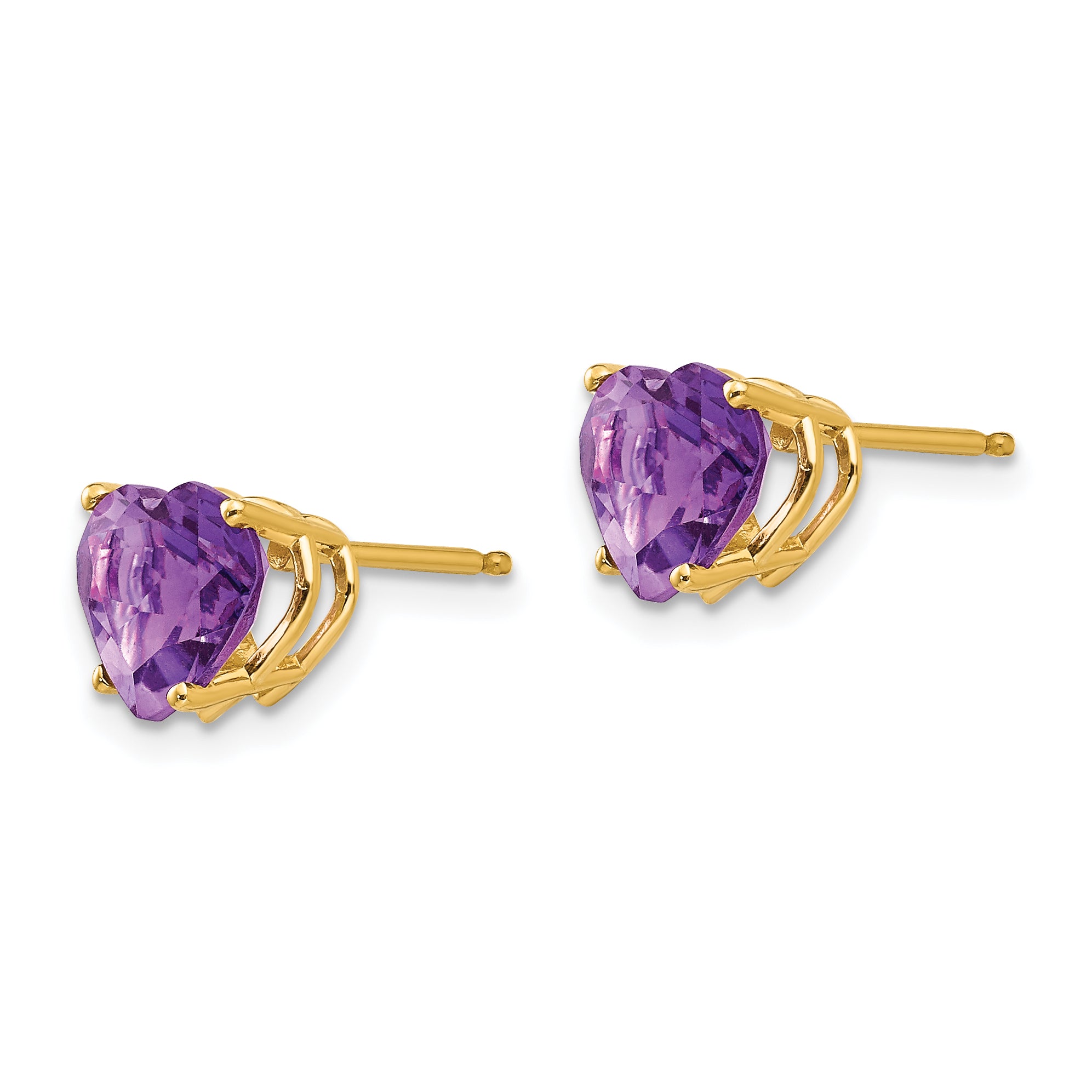 14k 7mm Heart Amethyst Earrings Secondary image