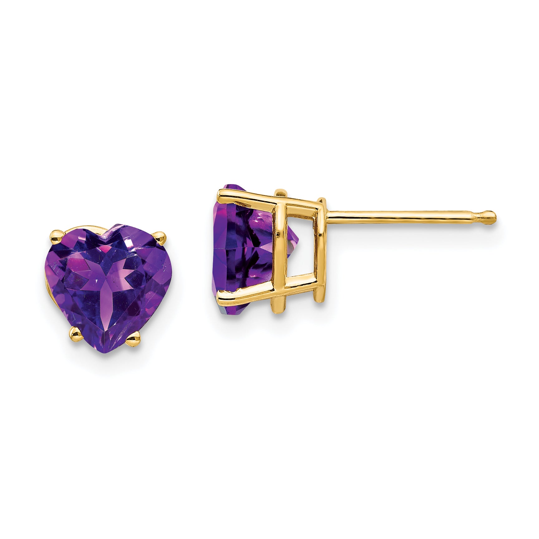 14k 7mm Heart Amethyst Earrings Main image