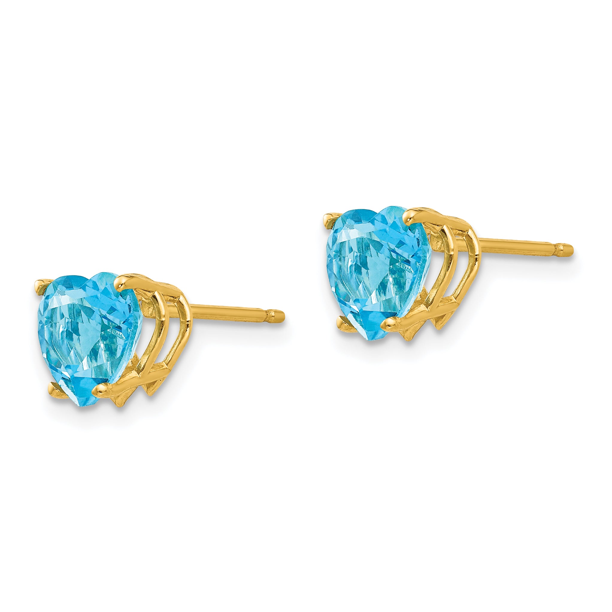14k 7mm Heart Blue Topaz Earrings Secondary image