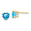 14k 7mm Heart Blue Topaz Earrings
