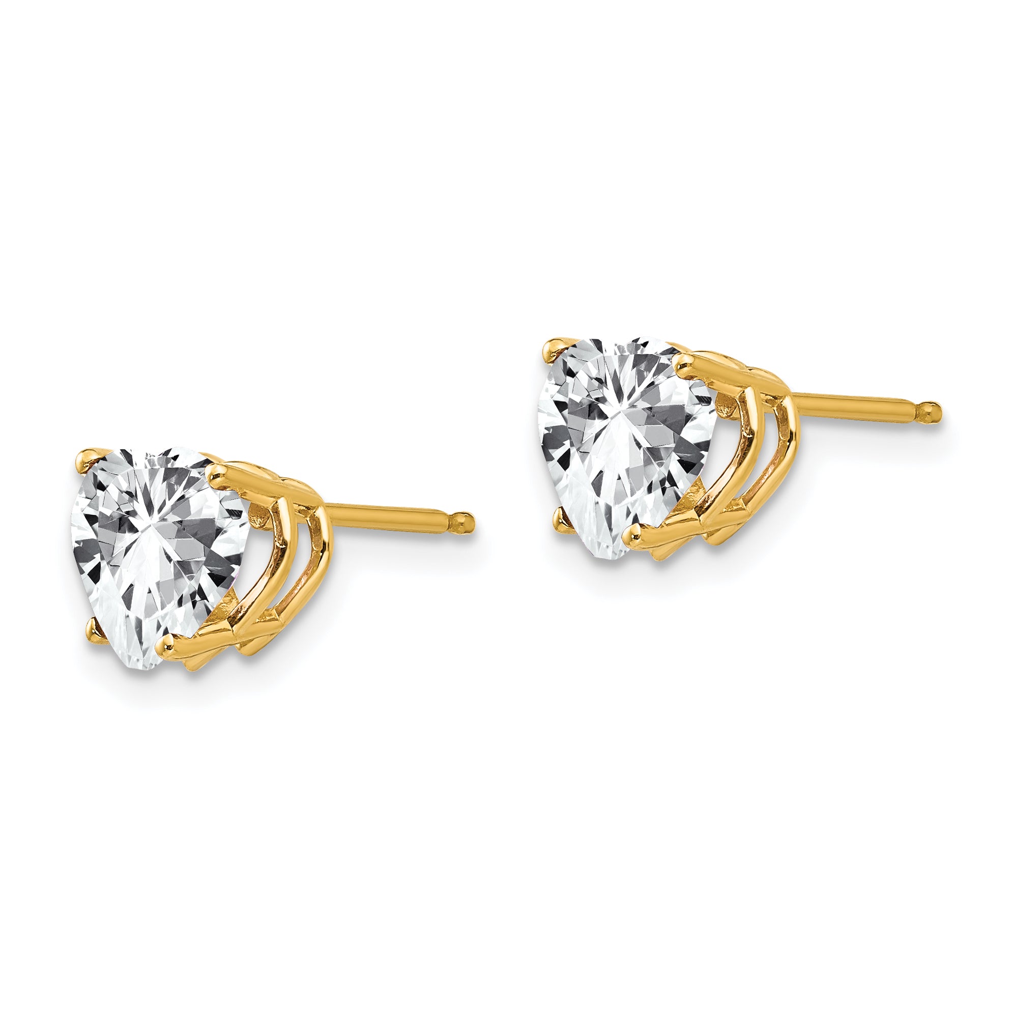 14k 7mm Heart Cubic Zirconia Earrings Secondary image
