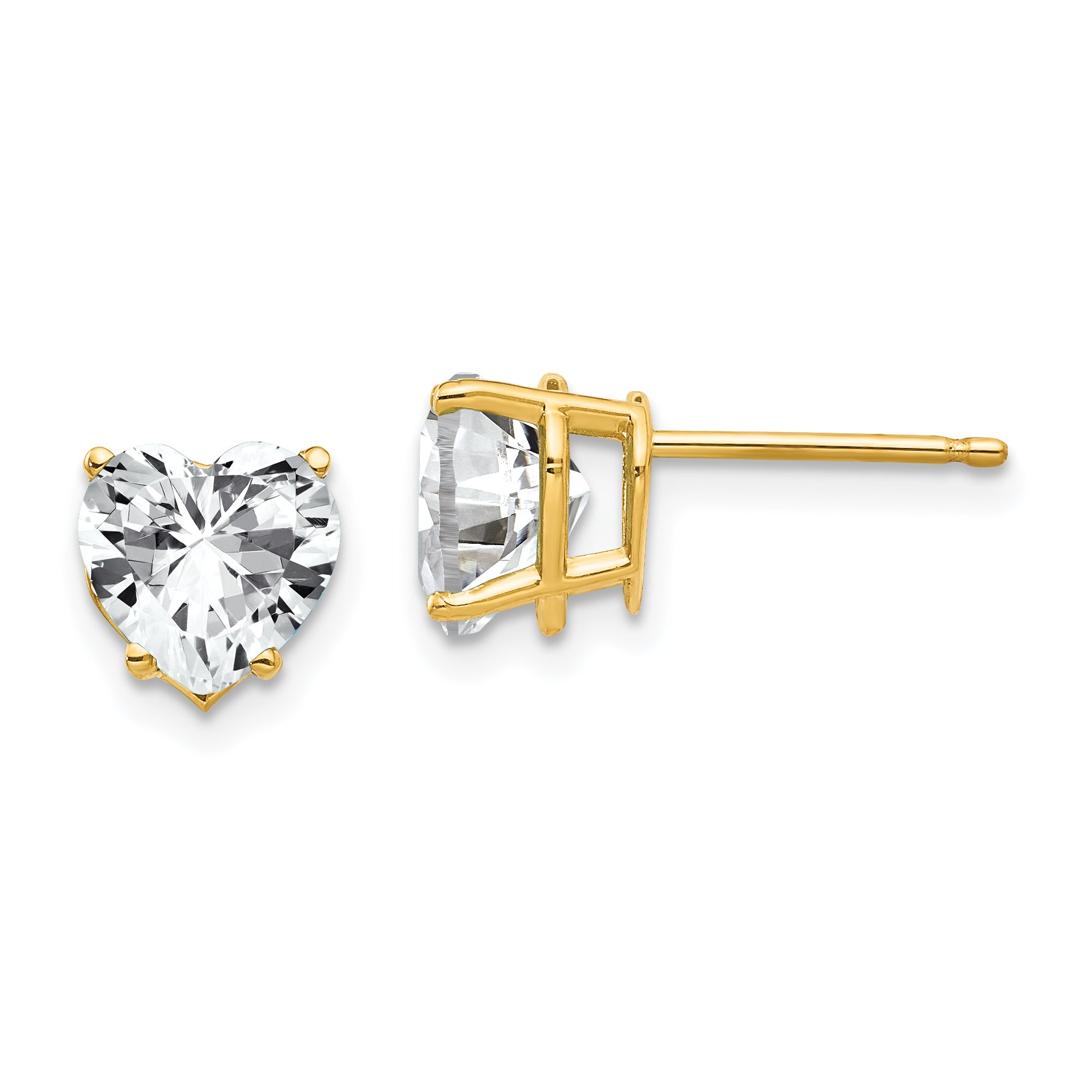 14k 7mm Heart Cubic Zirconia Earrings Main image