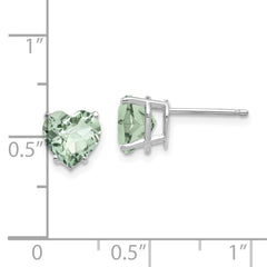 14kw 7mm Heart Checker-Cut Green Quartz Earrings