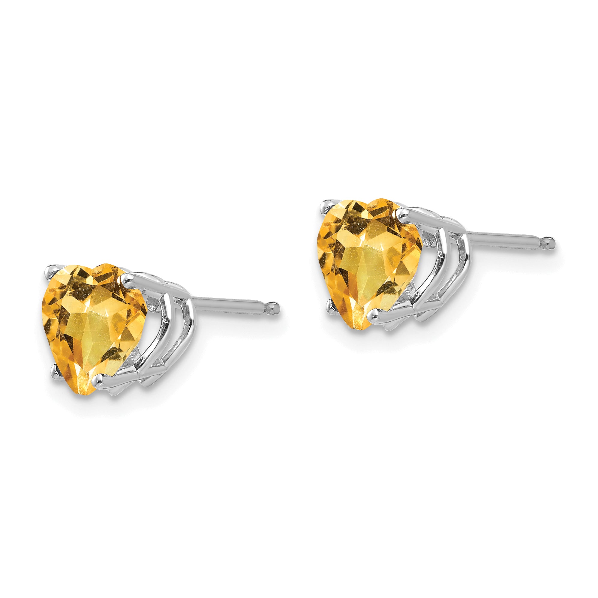 14k White Gold 7mm Heart Citrine Earrings Secondary image