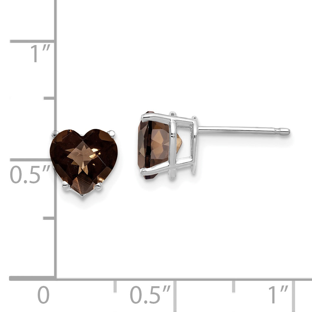 14kw 7mm Heart Checker-Cut Smoky Quartz Earrings Secondary image