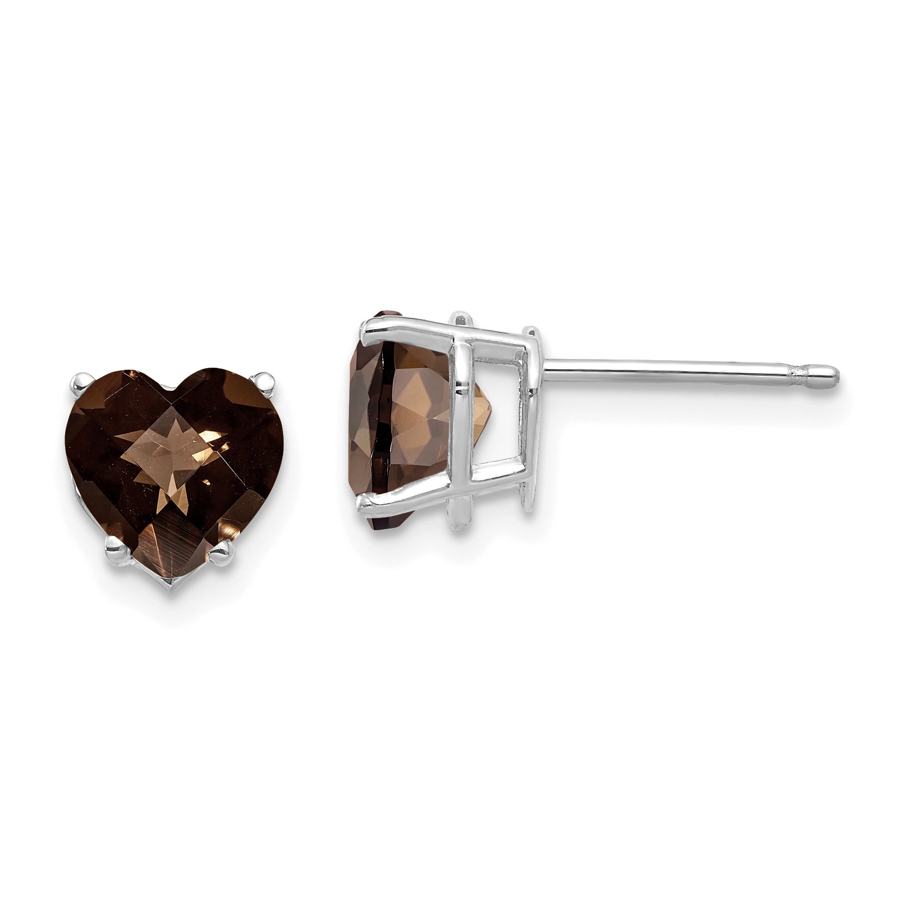 14kw 7mm Heart Checker-Cut Smoky Quartz Earrings Main image