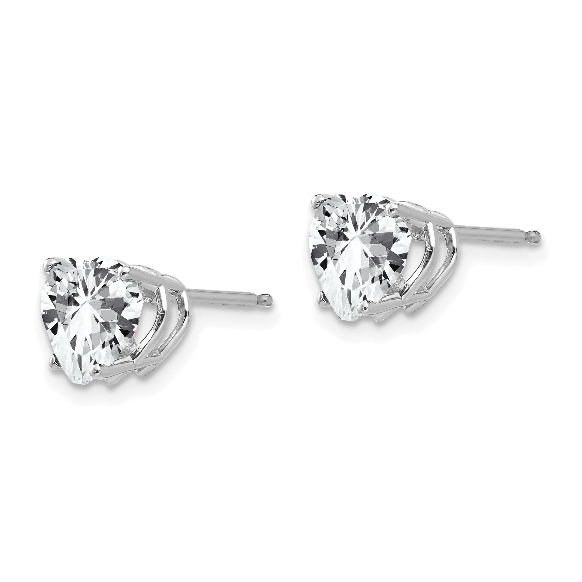 14k White Gold Cubic Zirconia Heart Stud Earrings Secondary image