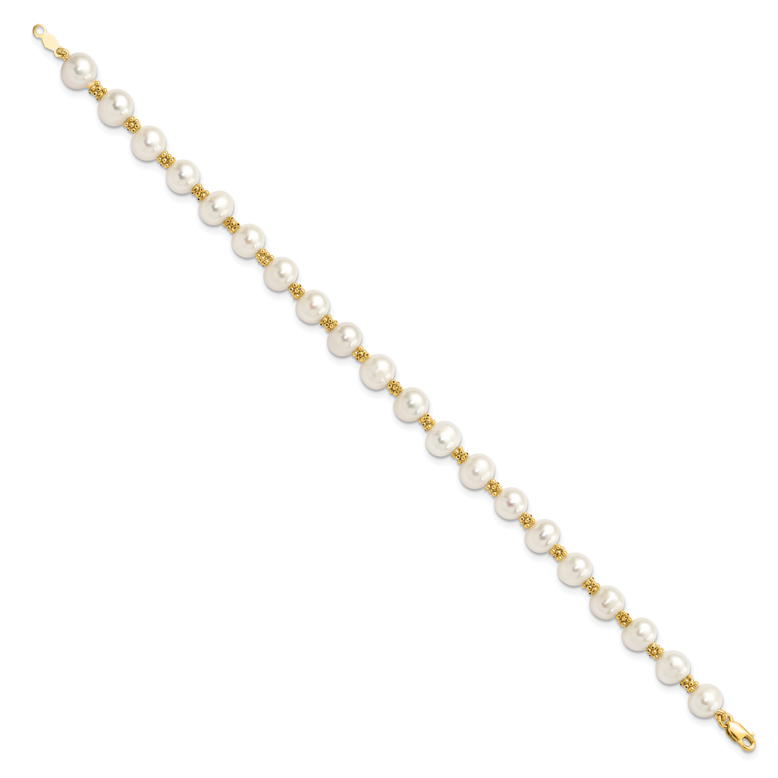 14k 6-7mm White Round Freshwater Cultured Pearl Bracelet