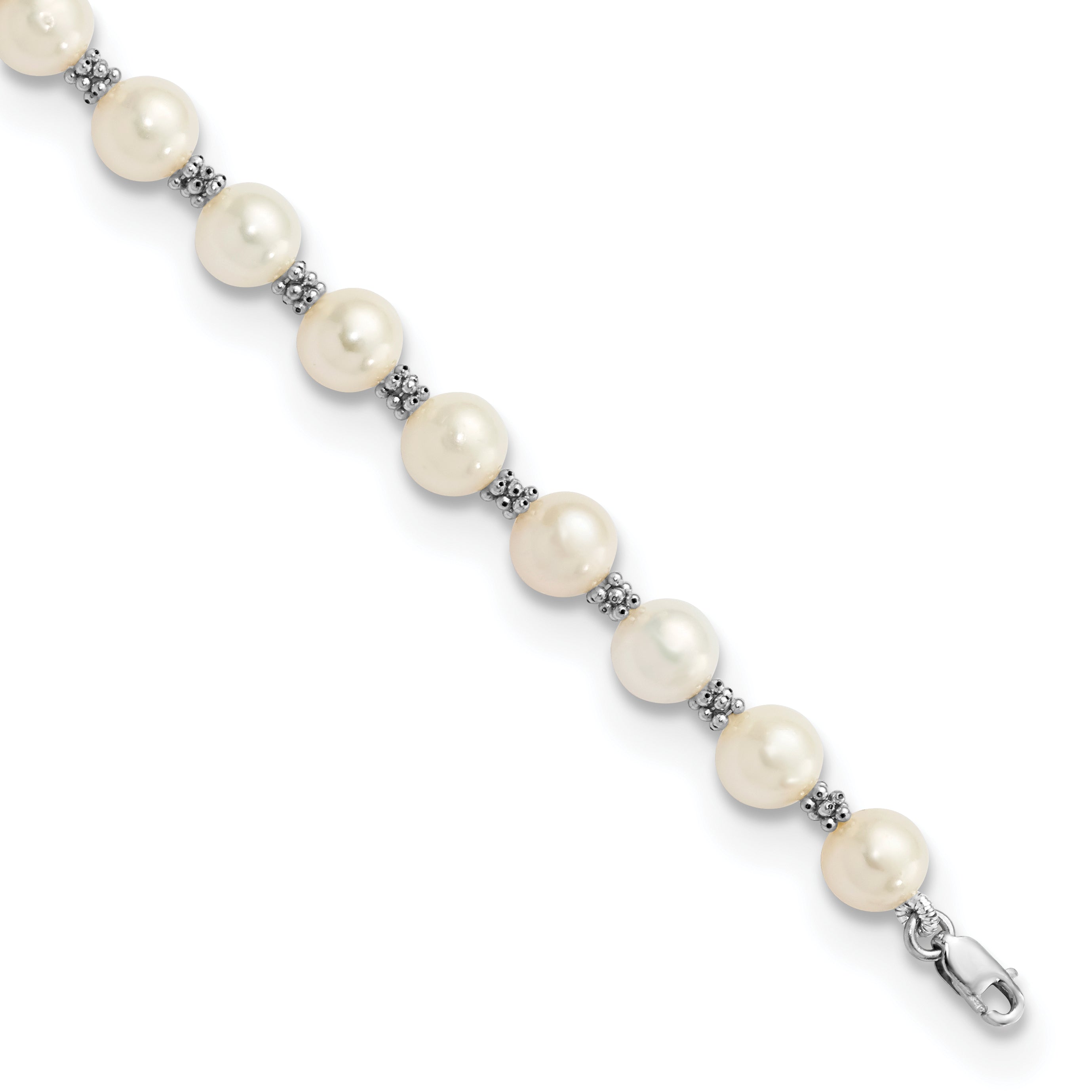 14k White Gold 6-7mm White Round Freshwater Cultured Pearl Bracelet Main image
